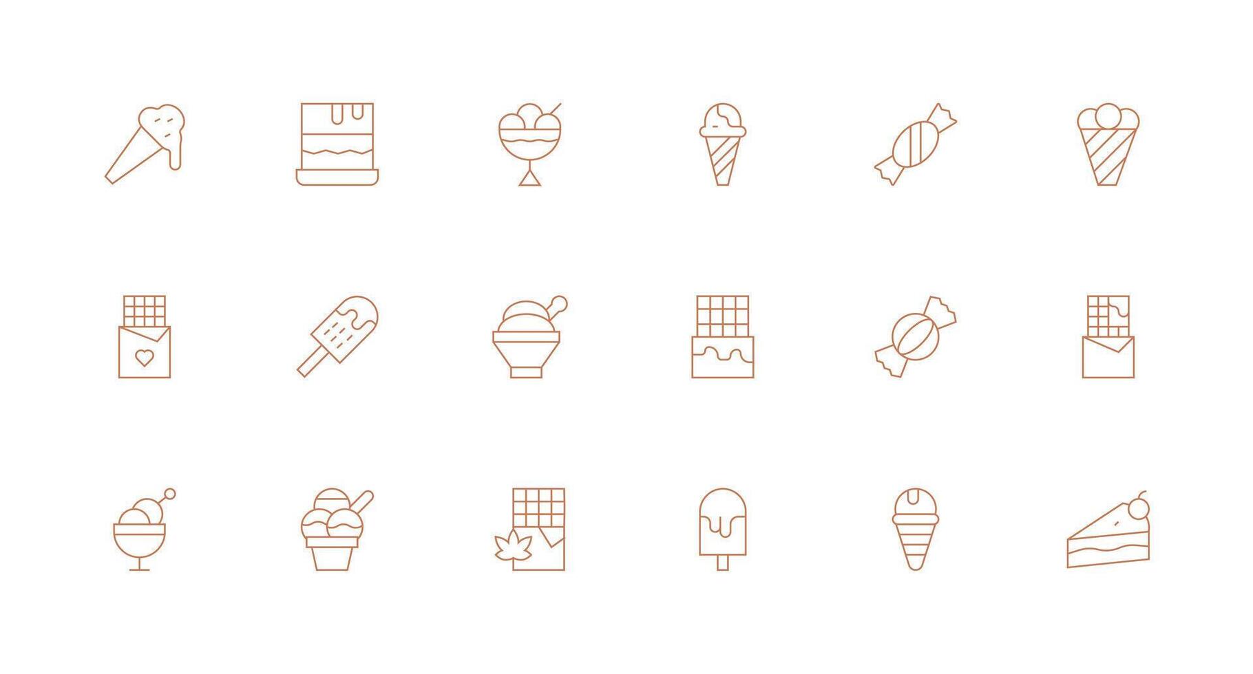 18 Minimal Line Icons for Chocolate Graphics Clean Icon Set Icon Pack for UI Projects vector