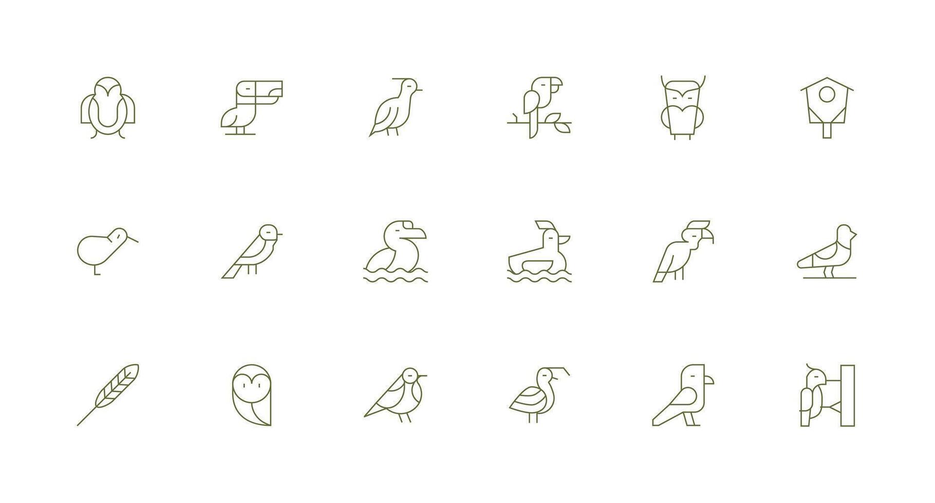 18 Minimal Line Style Icons from Avian Collection Pixel Perfect Icon Set vector