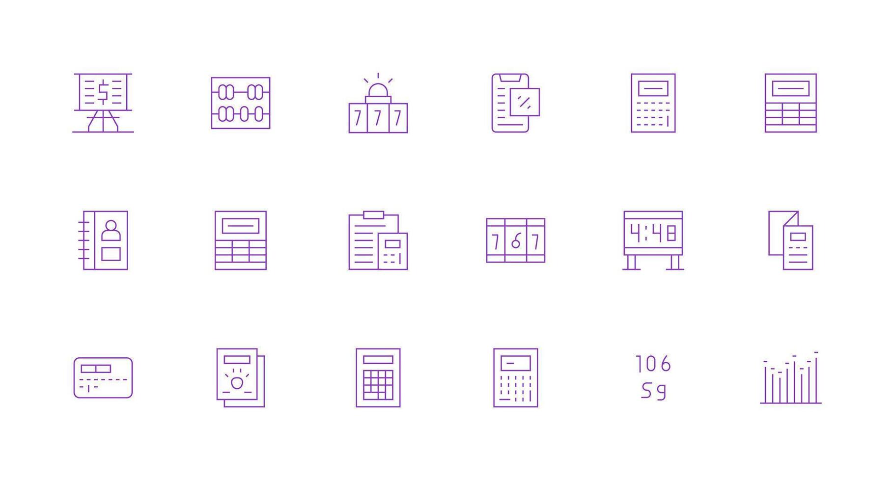 18 Icons for Numbers in Minimal Line Format Pixel Perfect Icon Set vector