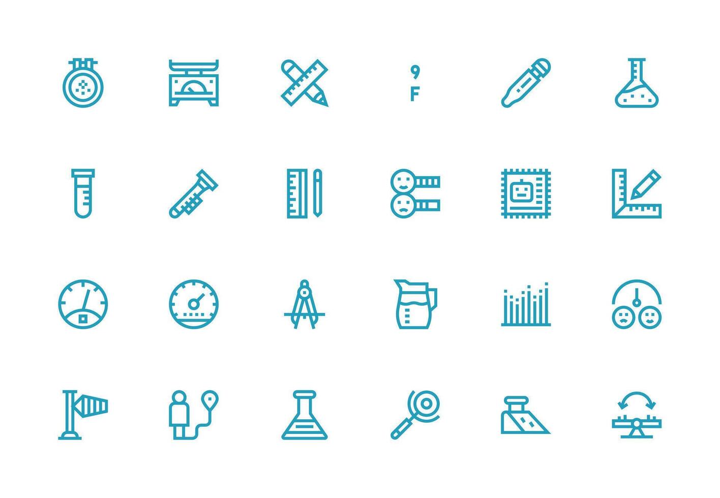 medición conjunto con 24 grueso línea línea íconos escalable íconos para multiplataforma interfaces vector