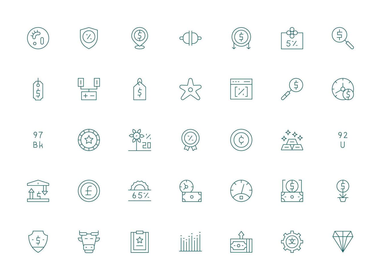 Value Icon Set with 35 Light Line Graphics Core Icon Collection for Daily Tasks vector
