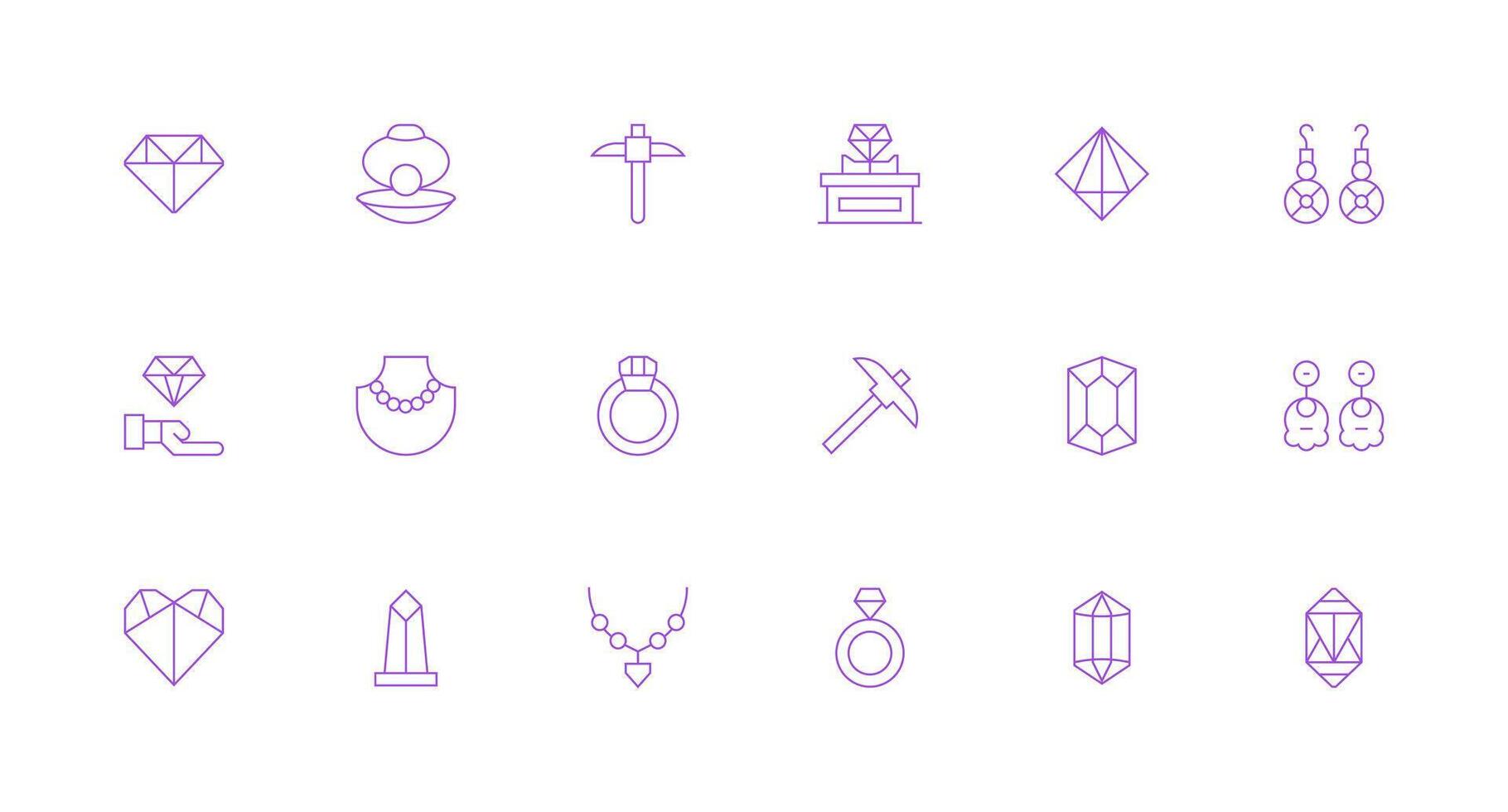 Gem Visual Pack containing 18 Minimal Line Icons Multi-Purpose Icon Pack for Templates vector
