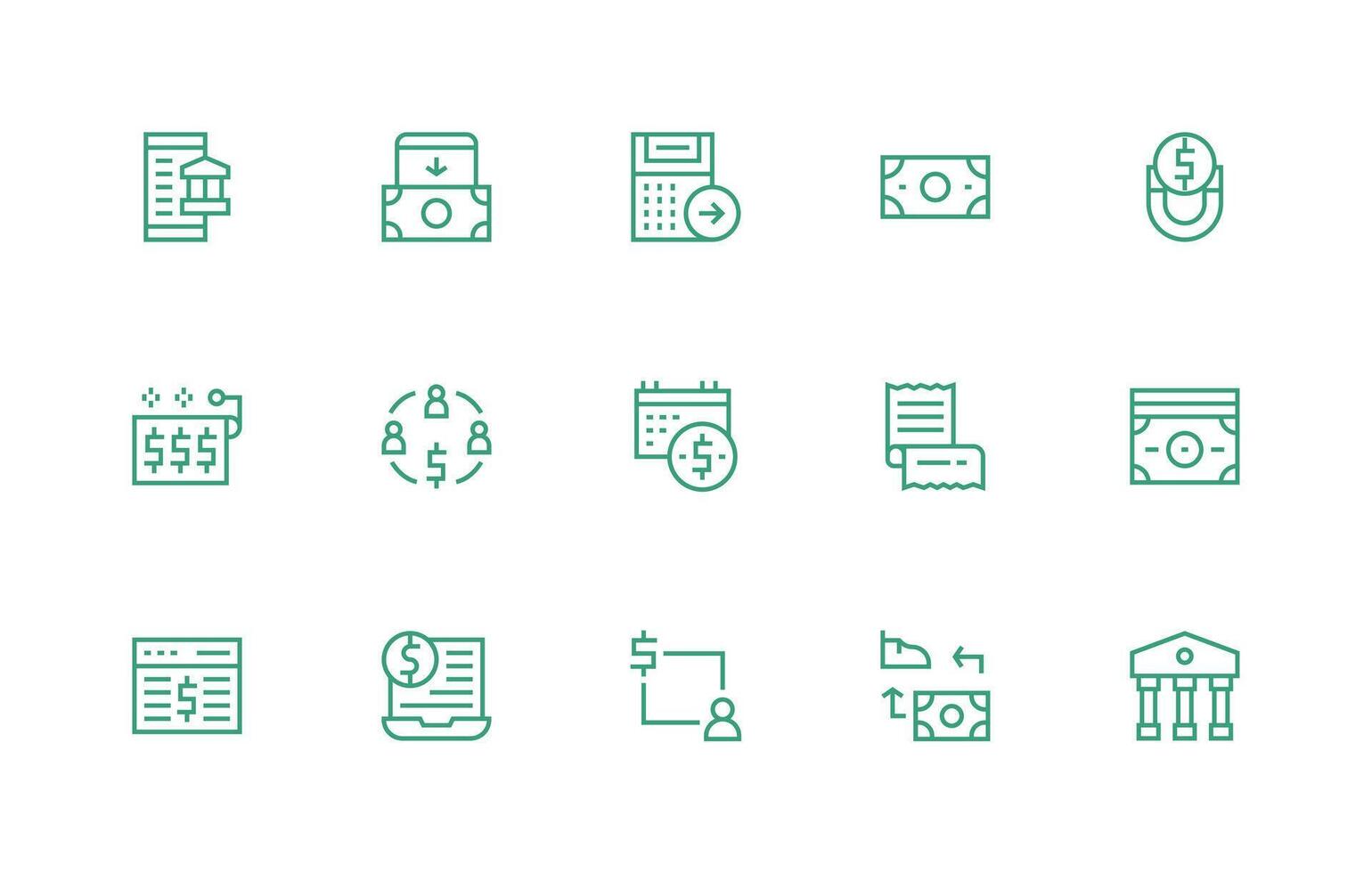 15 Regular Line Icons for Credit Graphics Lightweight Icon Series for Fast Prototypes vector
