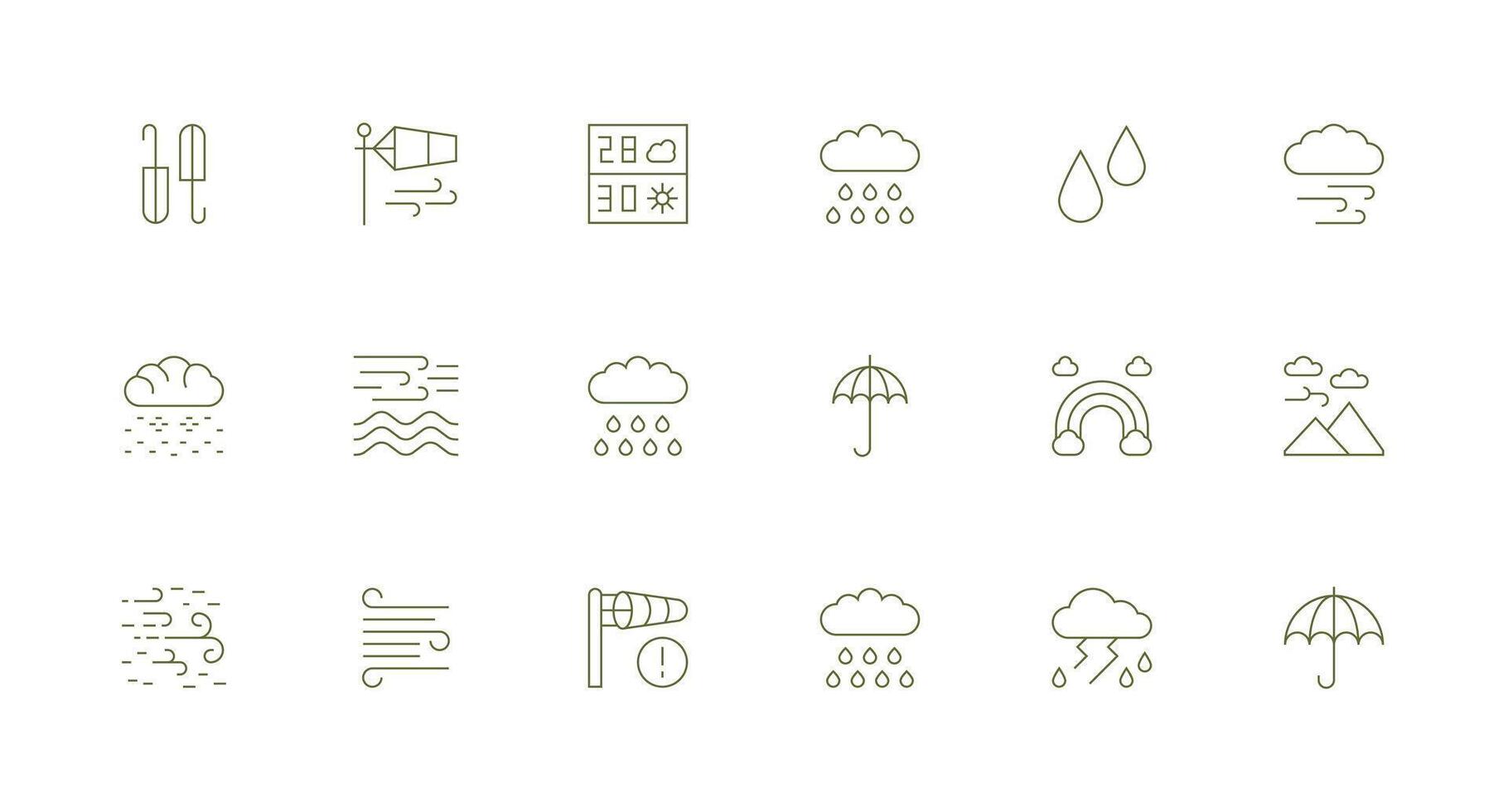 18 Minimal Line Style Icons from Storm Collection Scalable Icons for All Themes vector