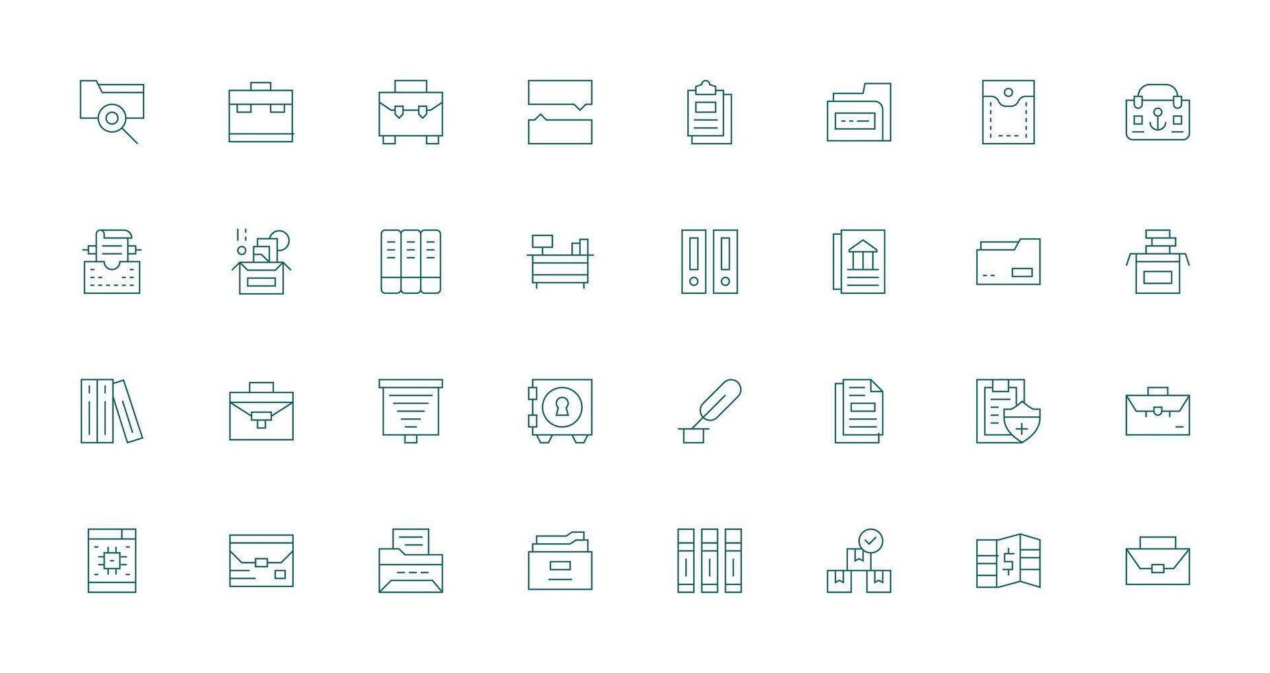 Thin Line Icons from Documents Set with 32 Vectors Clean Set for Layout Prototypes