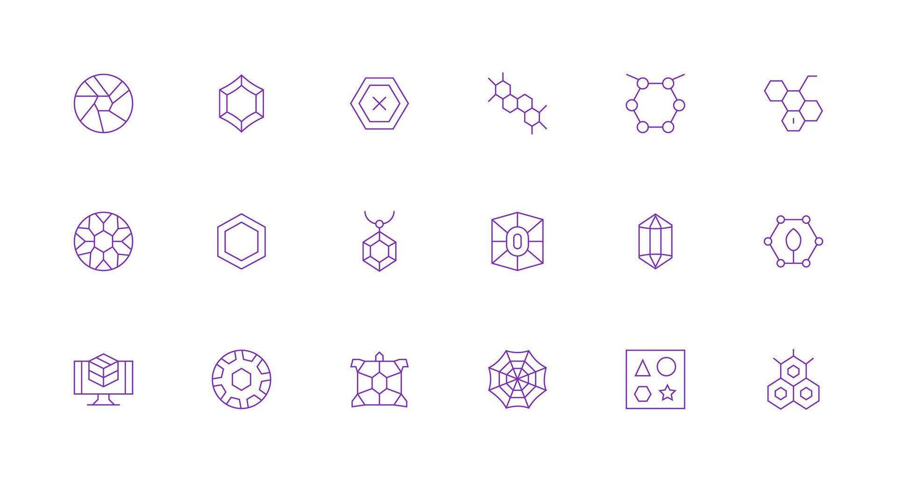 Hexagon Visual Pack containing 18 Minimal Line Icons User Interface Icons for Digital Products vector