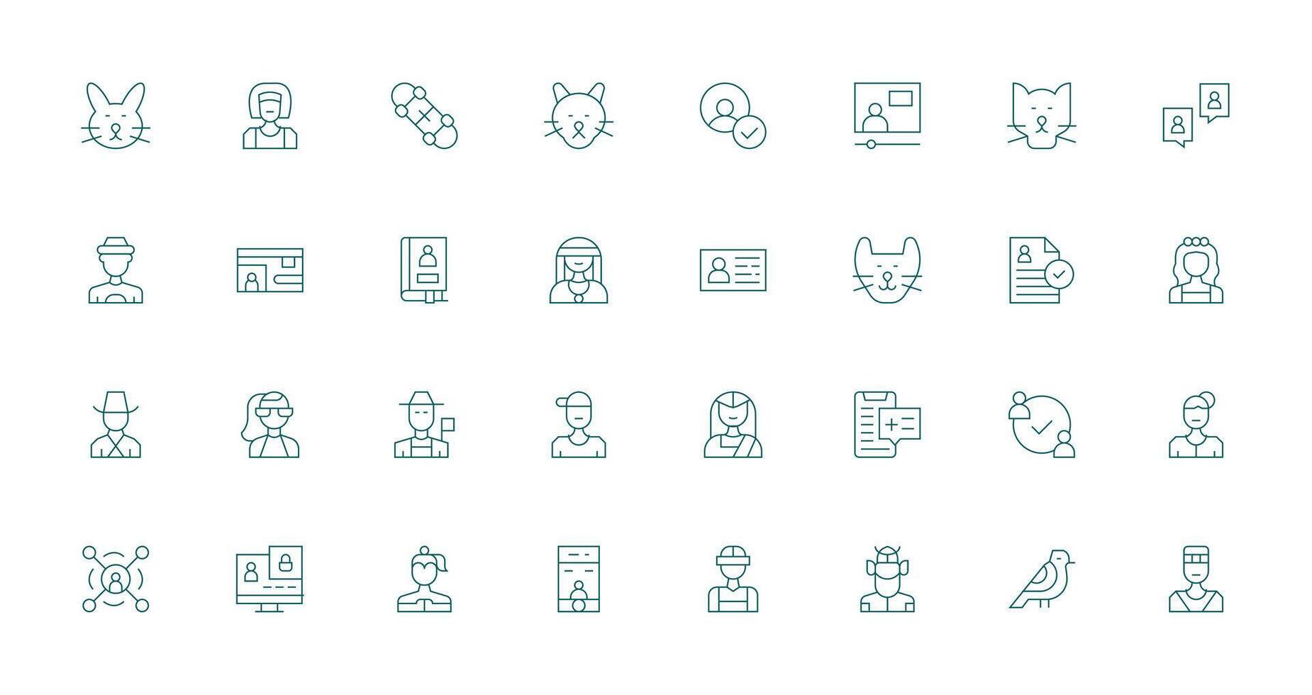 Thin Line Style Profile Icons with 32 Vectors Clear and Concise Icon Set Collection
