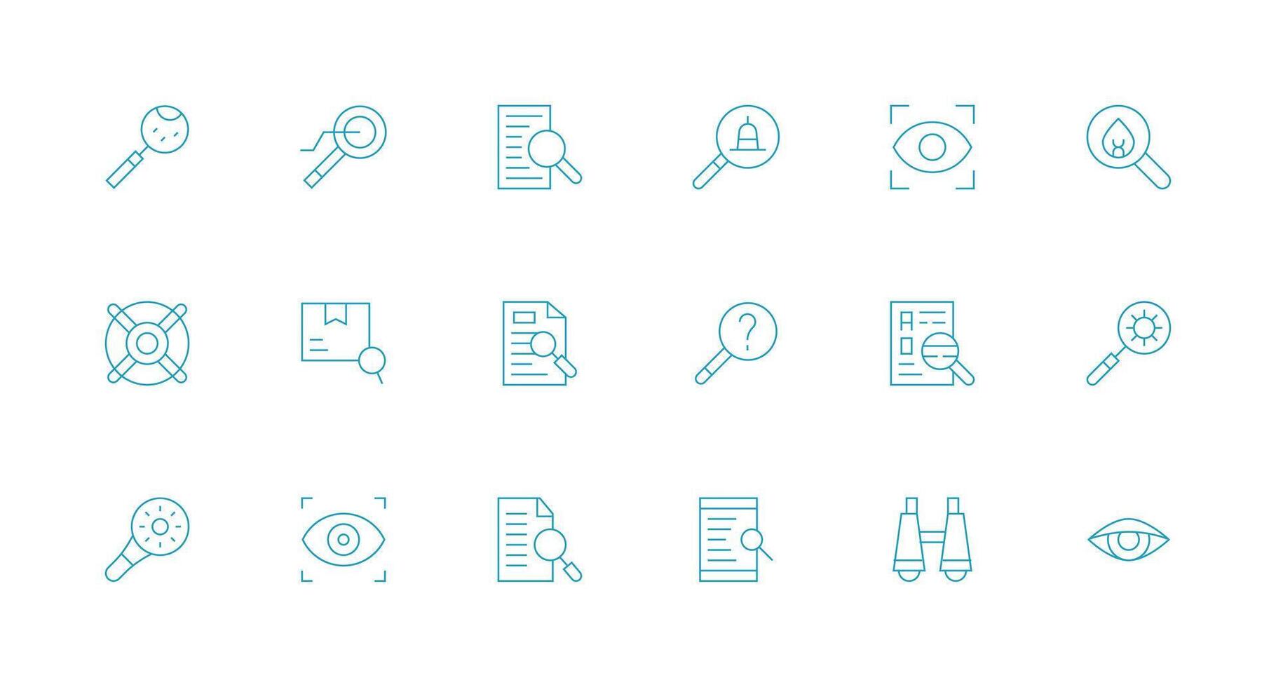 18 Examine Icons in Minimal Line Aesthetic Flexible Icon System for Web Interfaces vector