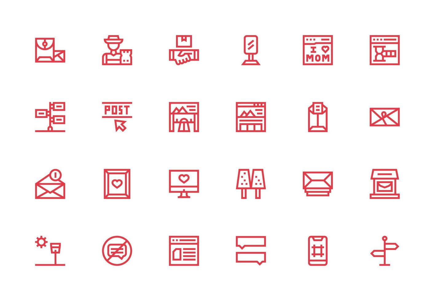 24 Icons for Post in Thick Line Line Format Pixel Perfect Icon Set vector