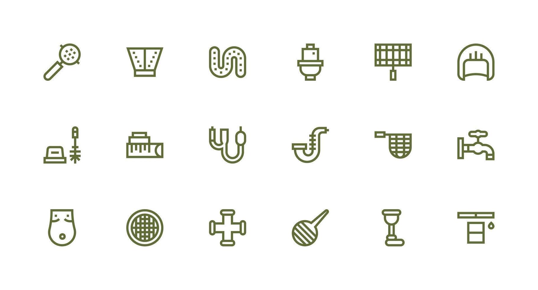 Drain Icon Set with 18 Strong Stroke Line Graphics Style Icon Set vector