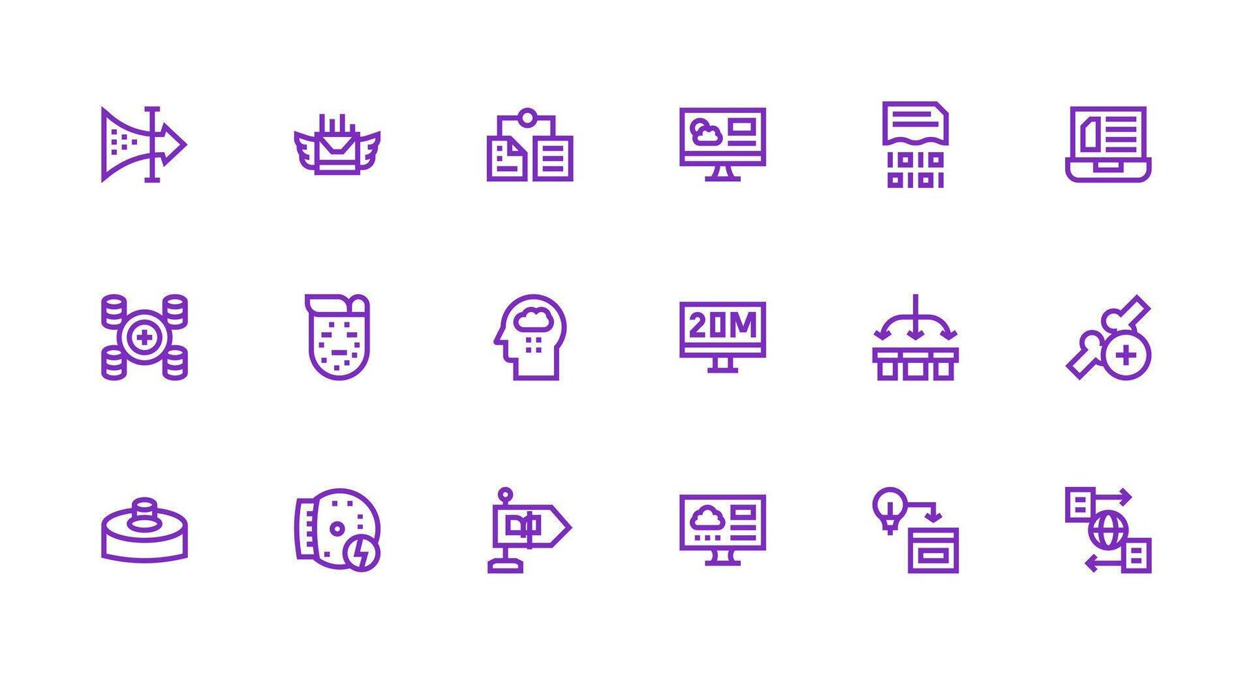 Information Technology featuring 18 Icons in Strong Stroke Line Design Flexible Icon System for Web Interfaces vector