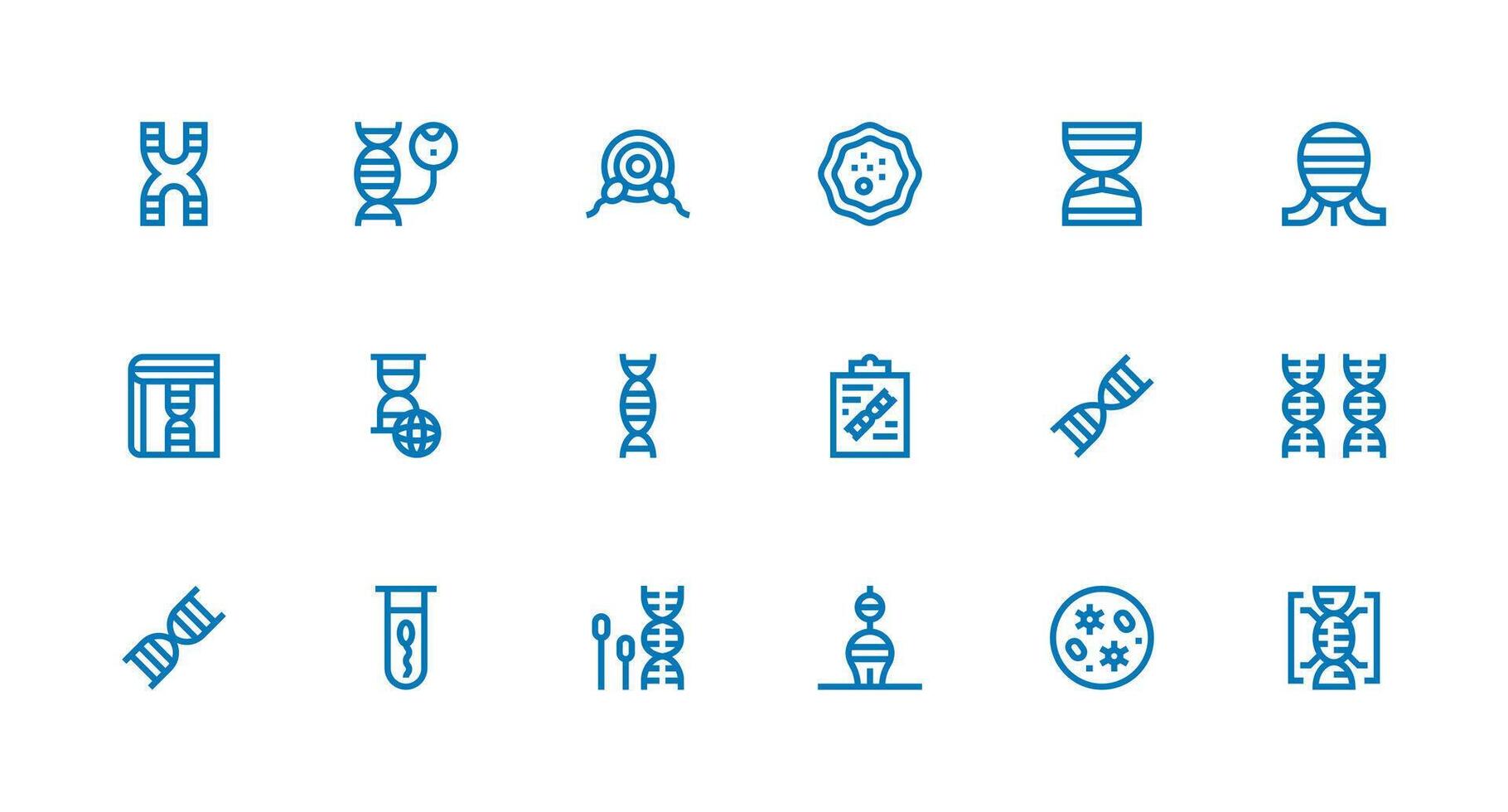 Genetics Visual Pack containing 18 Strong Stroke Line Icons Icons Built for Visual Consistency Pack vector