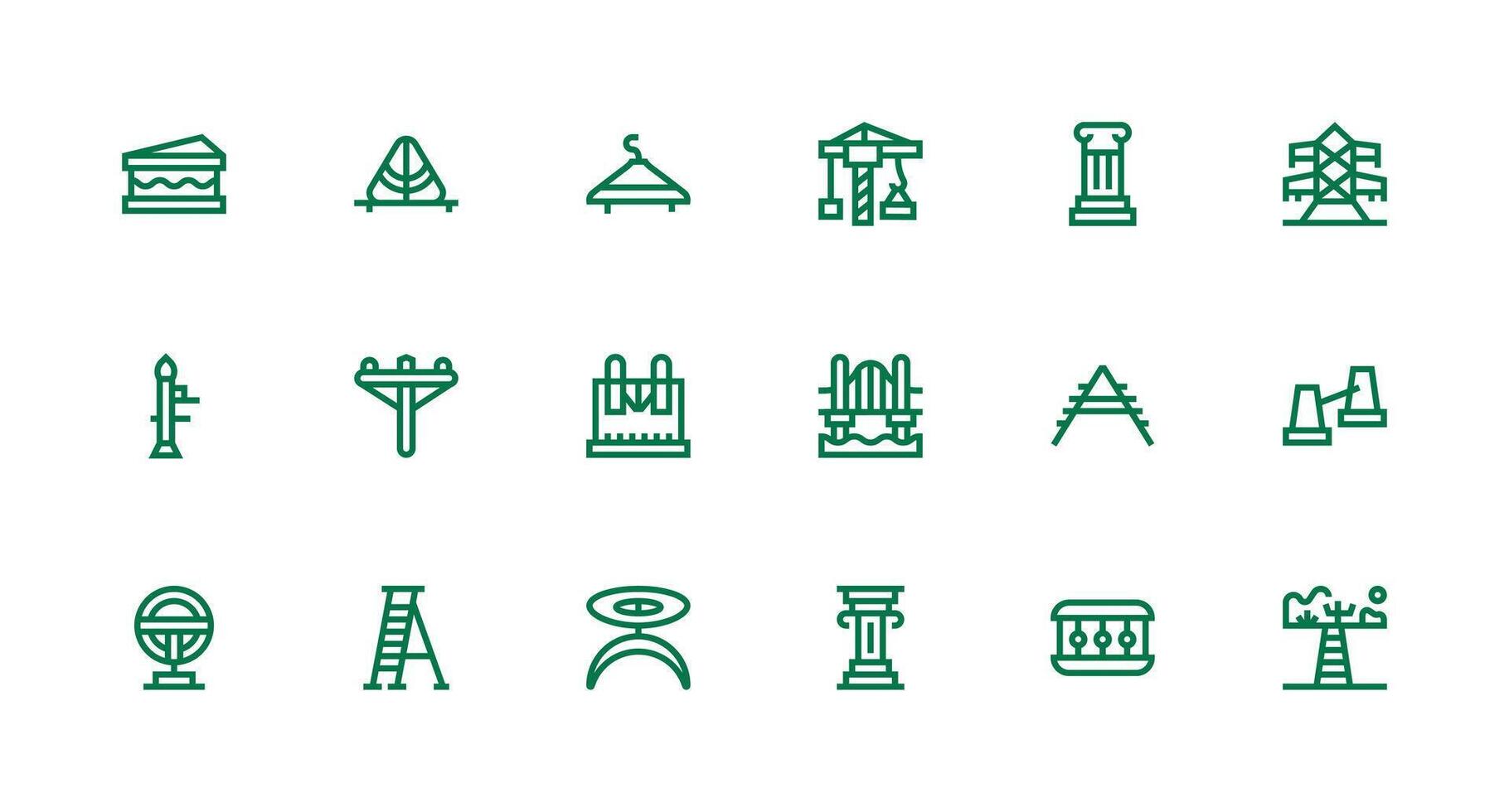 Support Structure Icon Collection with 18 Strong Stroke Line Designs High-Quality Icon Pack vector