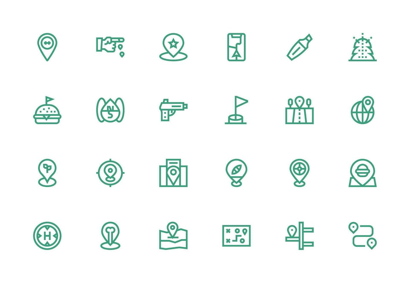 Marker Design Icons featuring 24 in Thick Line Line Style Web Icon Collection vector