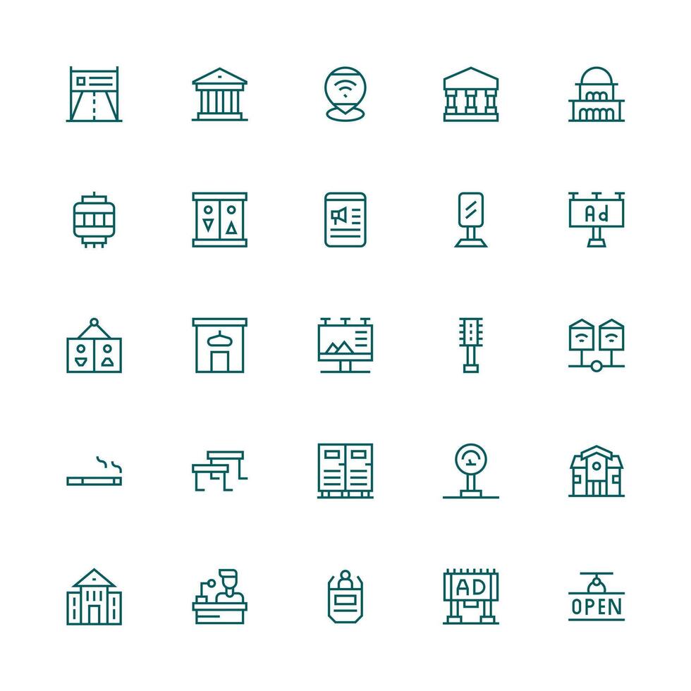Public Icon Collection with 25 Medium Stroke Outline Designs Interface Icon Collection for Daily Projects vector