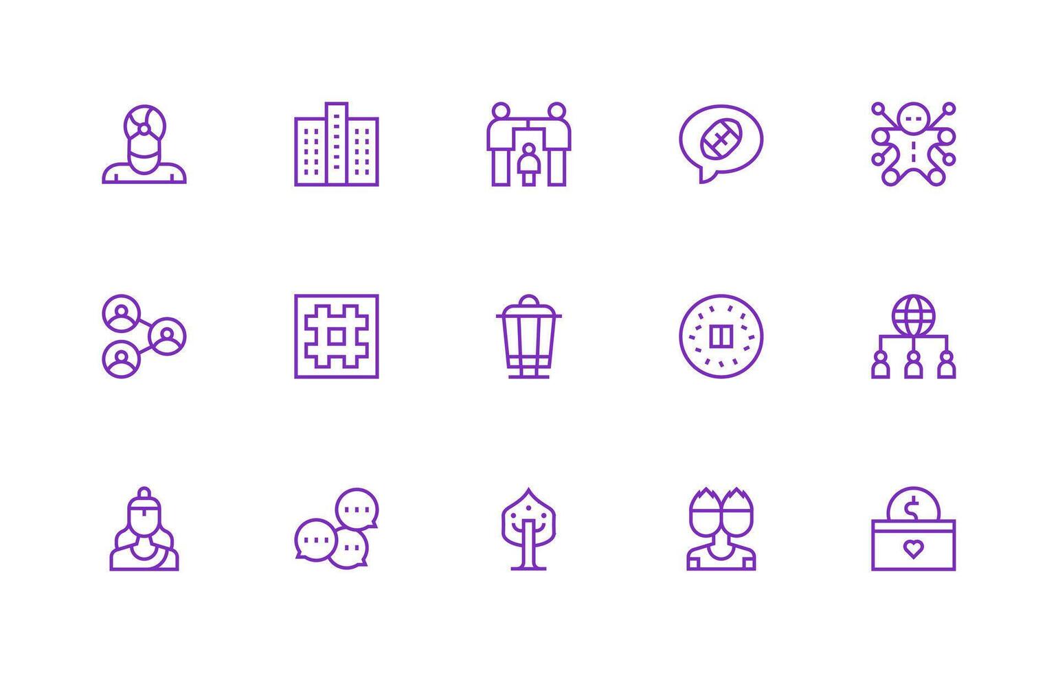 15 Regular Line Icons for Community Graphics Balanced Icon Set for Functional Design vector