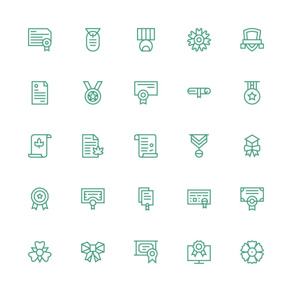 Certificate Icon Collection with 25 Medium Stroke Outline Designs Interface Icons for Daily Use vector