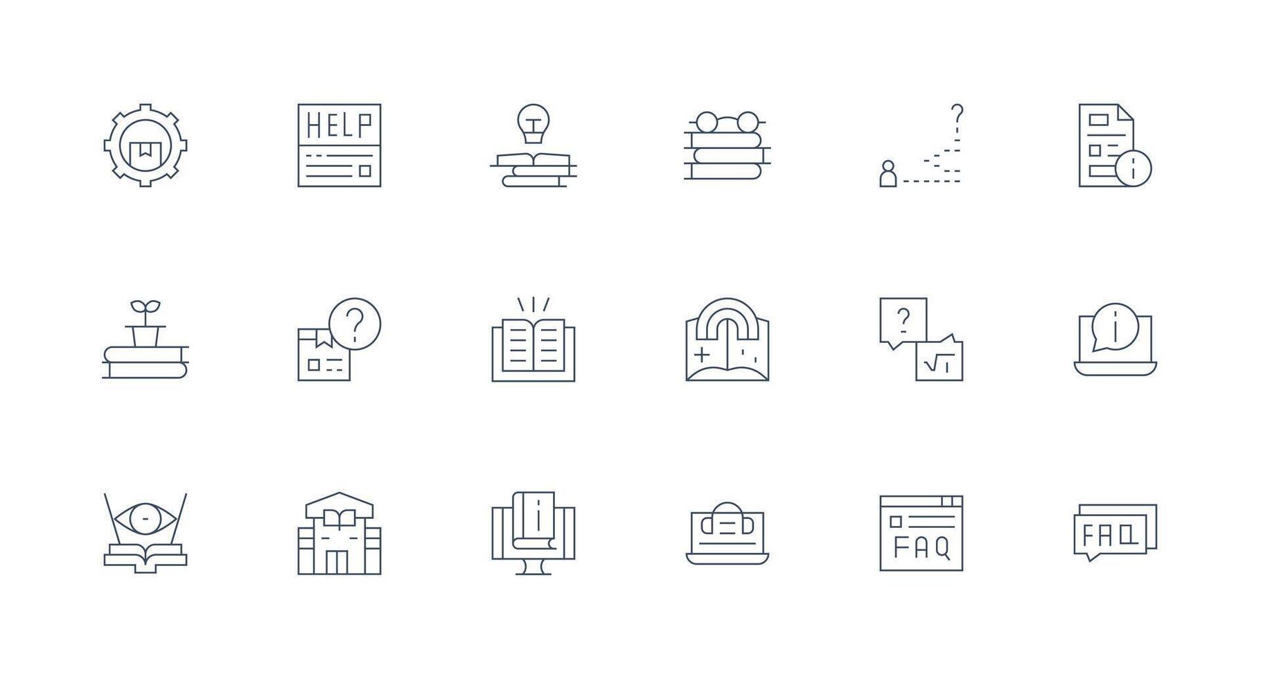 Knowledge Base Design Icons featuring 18 in Minimal Line Style Interface Icons for Daily Use vector