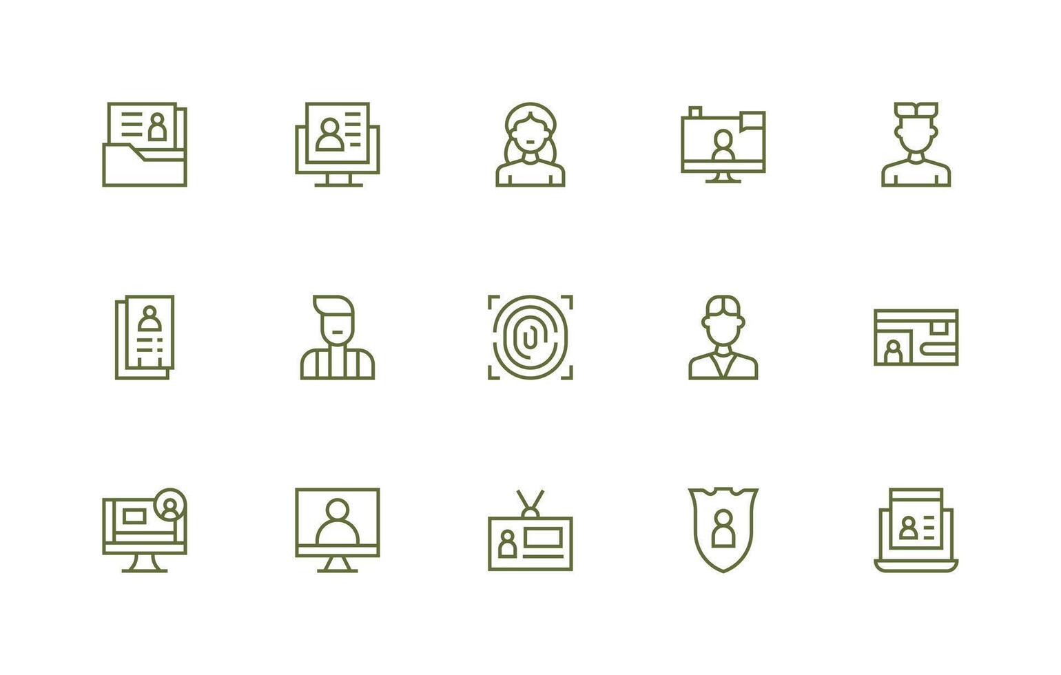 Personal Information featuring 15 Icons in Regular Line Design Interface Icon Collection for Daily Projects vector