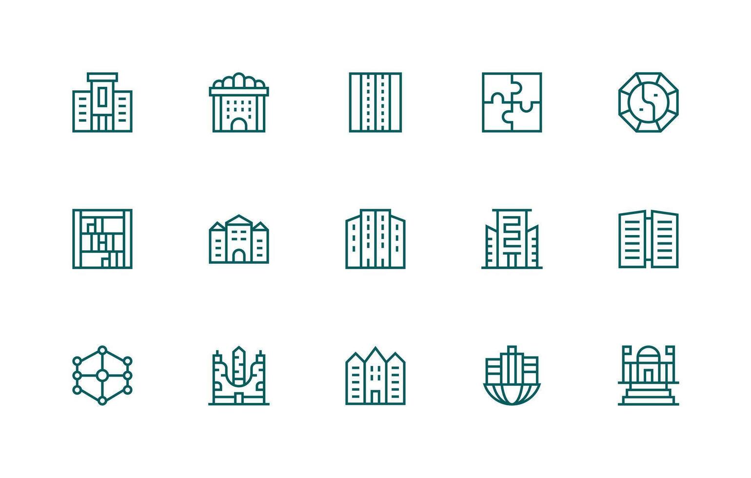 Complex Design Icons featuring 15 in Regular Line Style Multi-Purpose Icon Set vector