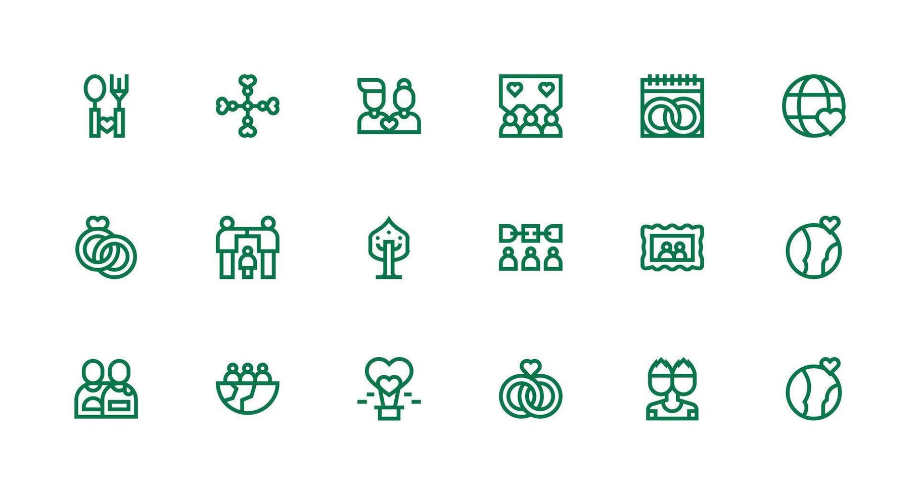 Togetherness Icon Collection with 18 Strong Stroke Line Designs Minimal Icon Set for Interface Projects vector
