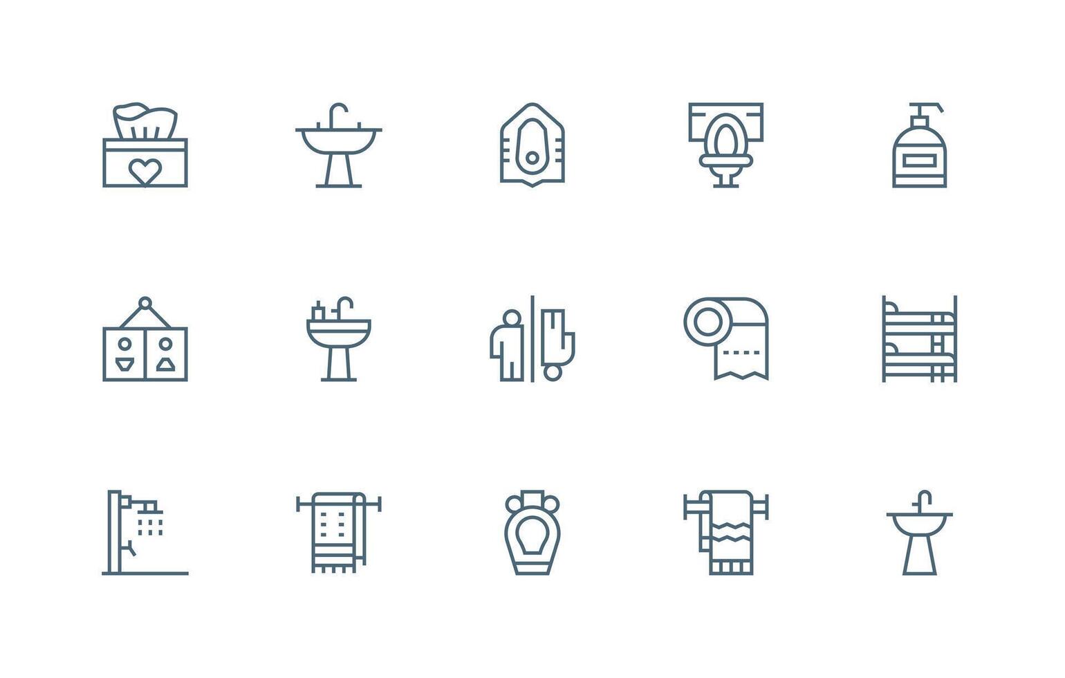 Regular Line Icons from Restroom Set with 15 Vectors Interface Icon Collection