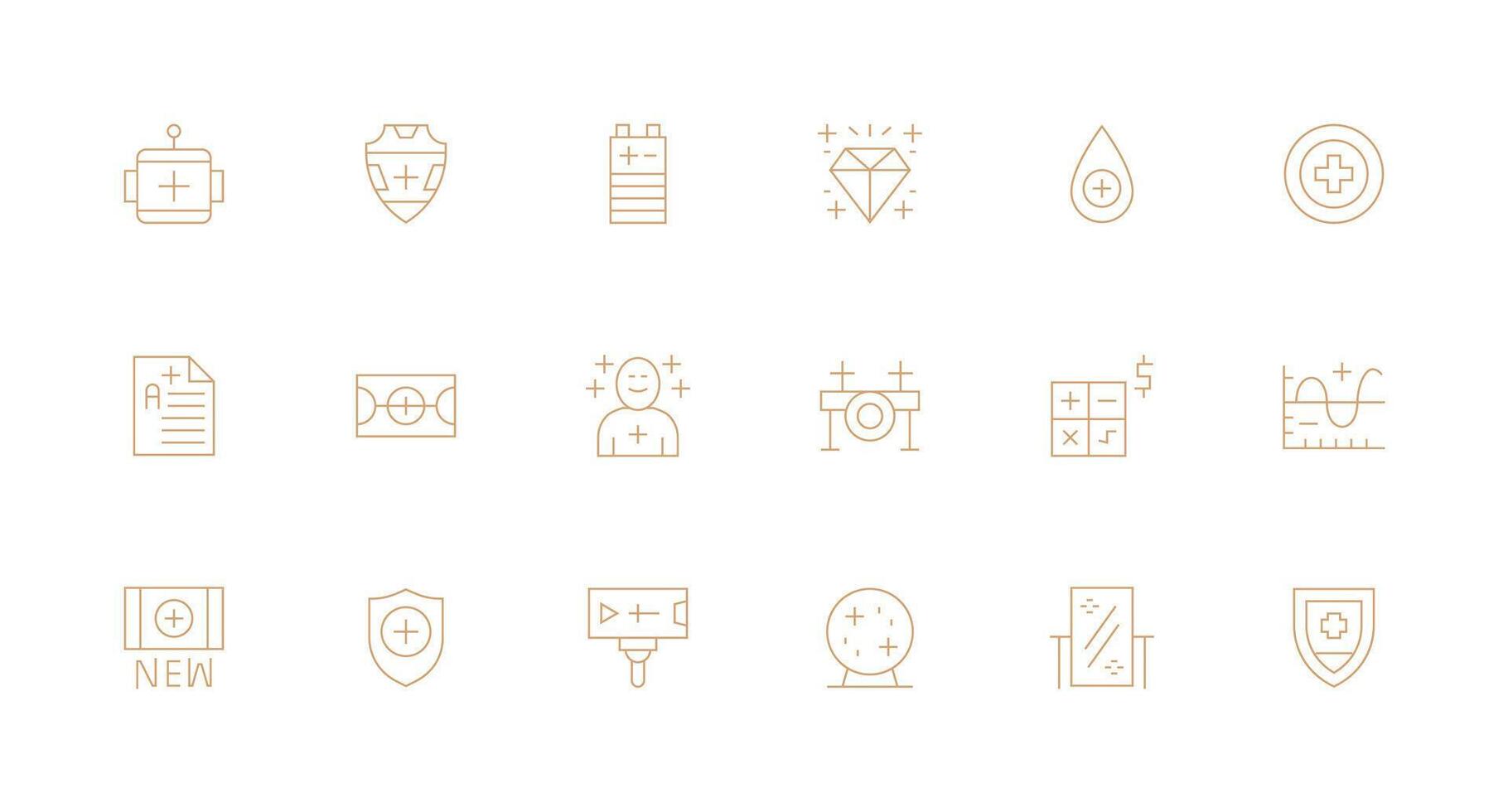 Minimal Line Style Plus Icons with 18 Vectors Reusable Icon Set