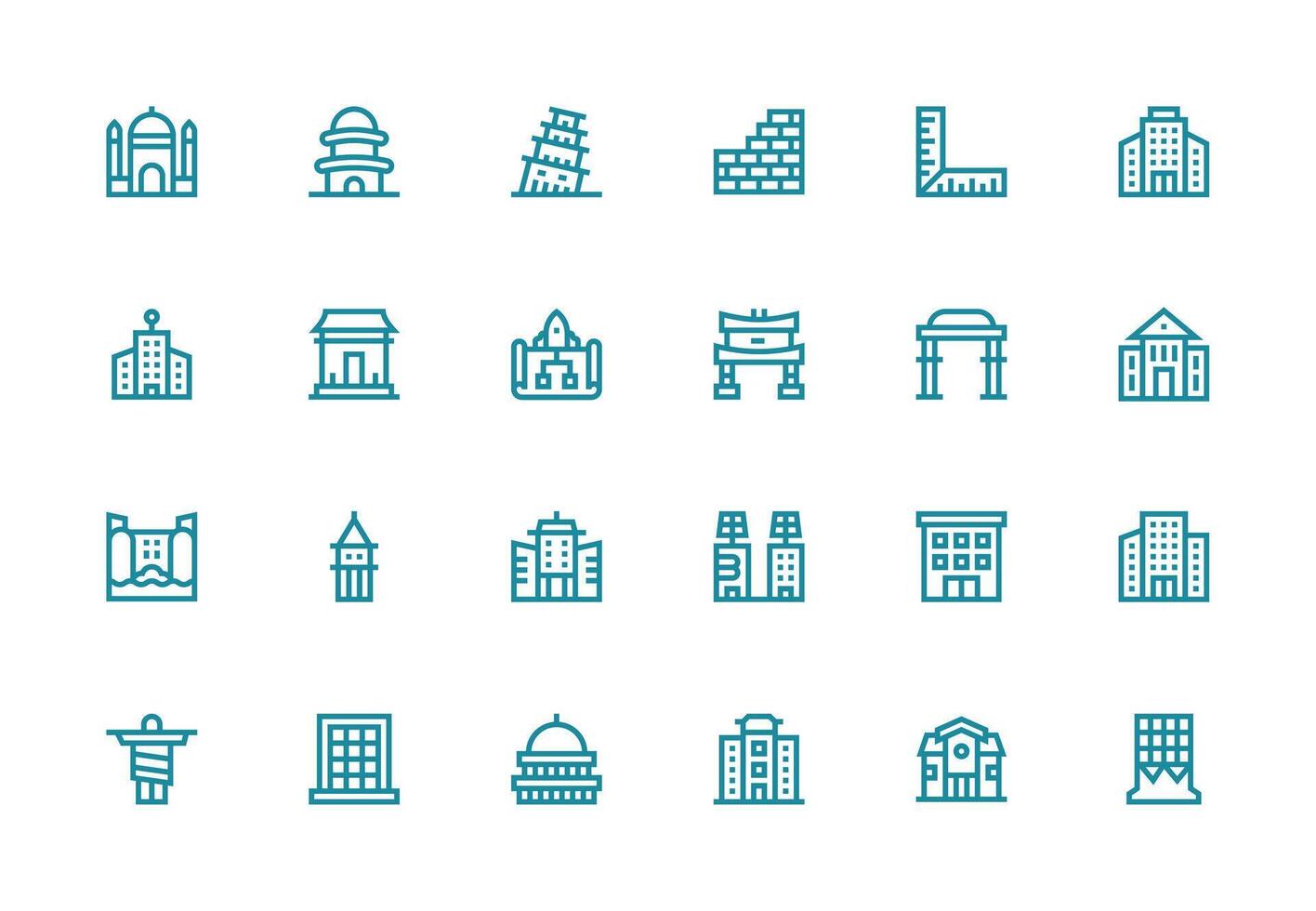 24 Icons for Architecture in Thick Line Line Format Line Icon Collection vector