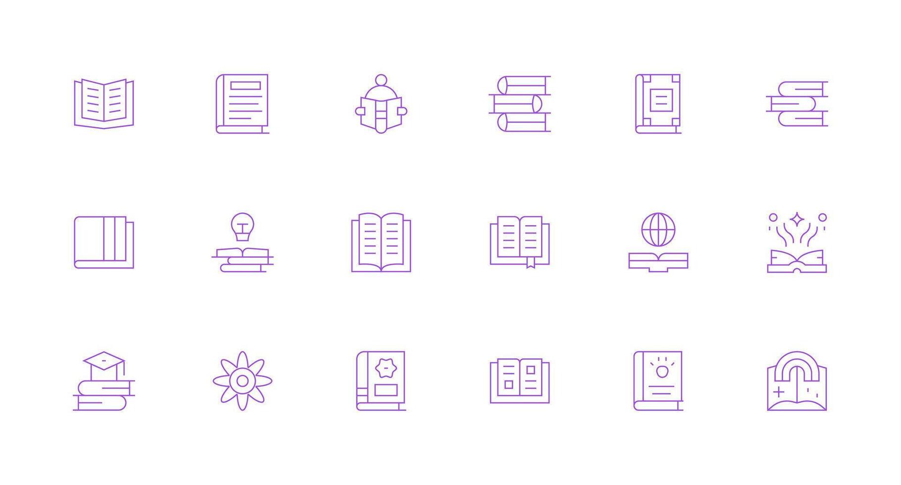 18 íconos para libro de texto en mínimo línea formato escalable íconos para multiplataforma interfaces vector