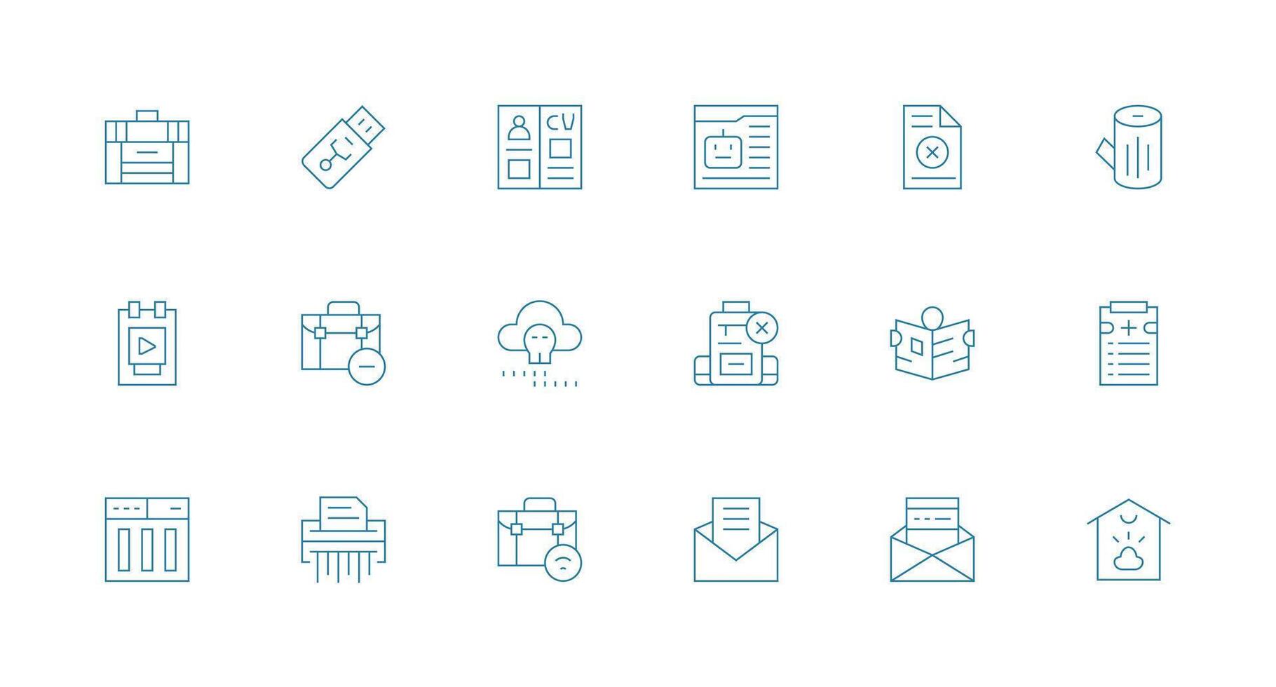 18 Minimal Line Icons for File Graphics Complete Icon Bundle for Web Design vector