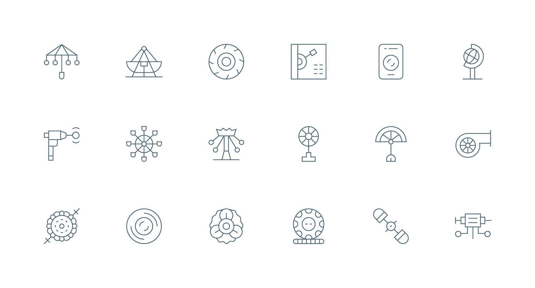 Rotating Icon Set with 18 Minimal Line Graphics Versatile Icon Collection for Designers vector