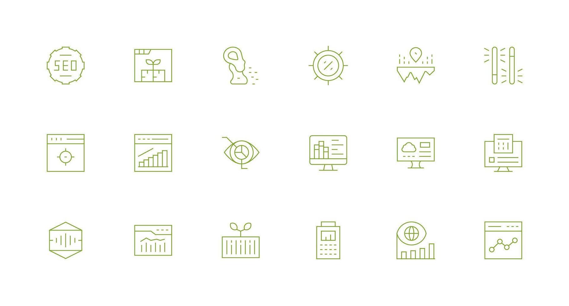 Analytics featuring 18 Icons in Minimal Line Design Minimal Icon Set for Interface Projects vector