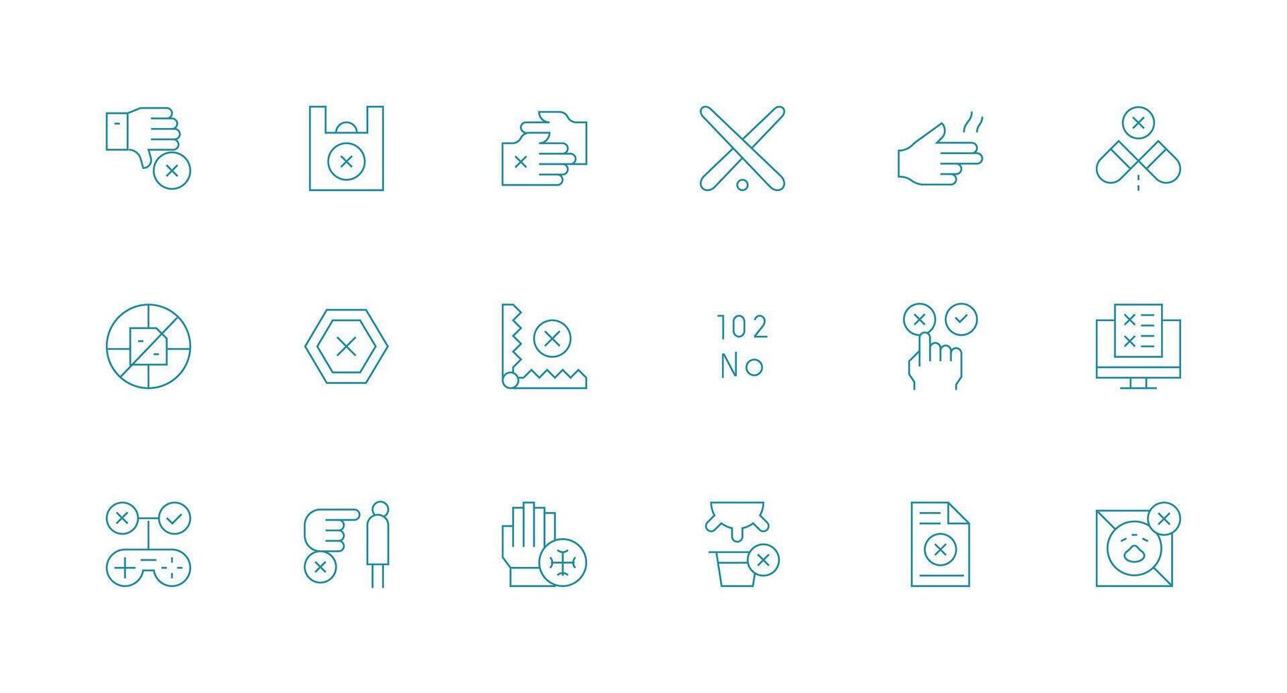 Deny including 18 Minimal Line Illustrations Balanced Icon Set for Functional Design vector