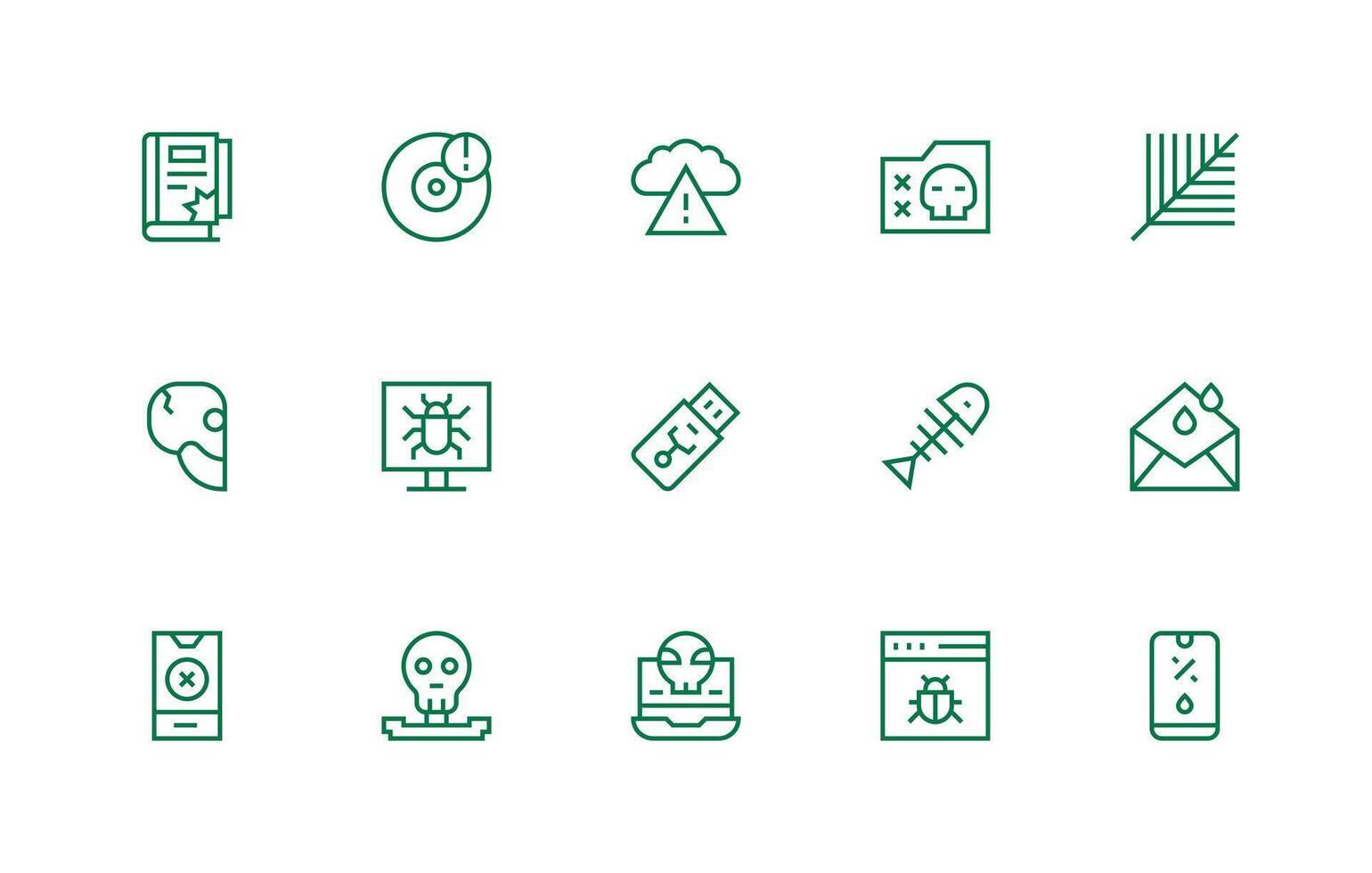 Regular Line Style Corrupted Icons with 15 Vectors Essential Icon Collection
