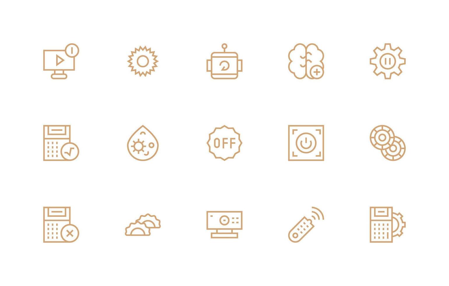 Regular Line Style Function Icons with 15 Vectors Organized Glyph Icons for Fast Design