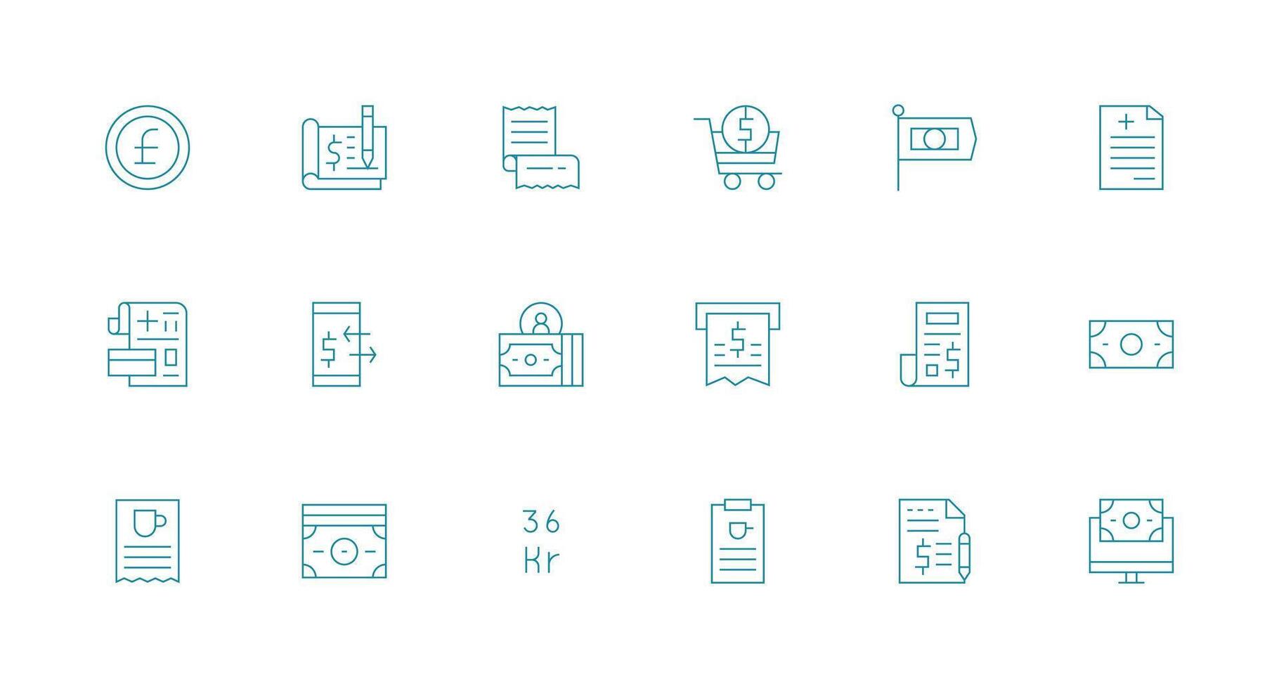 Bill including 18 Minimal Line Illustrations Customizable Icon Series for Mobile Screens vector