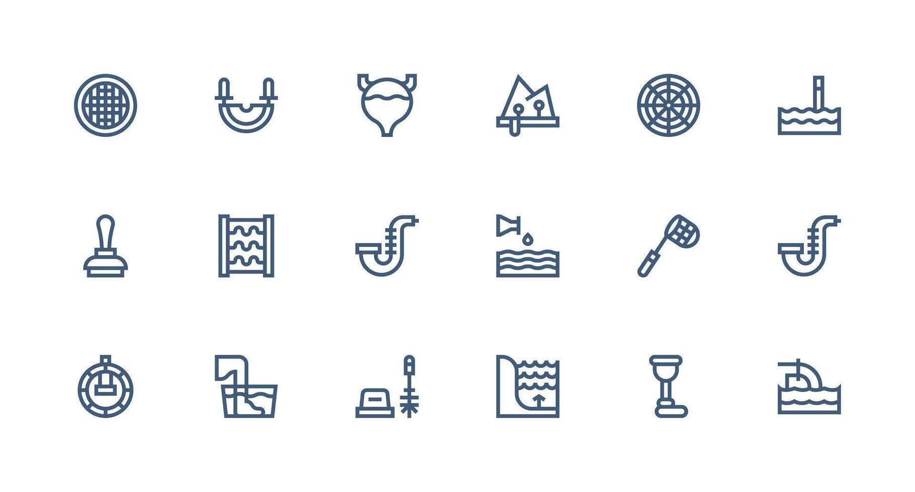 18 Strong Stroke Line Icons for Drainage Graphics UI-Ready Icon Collection vector