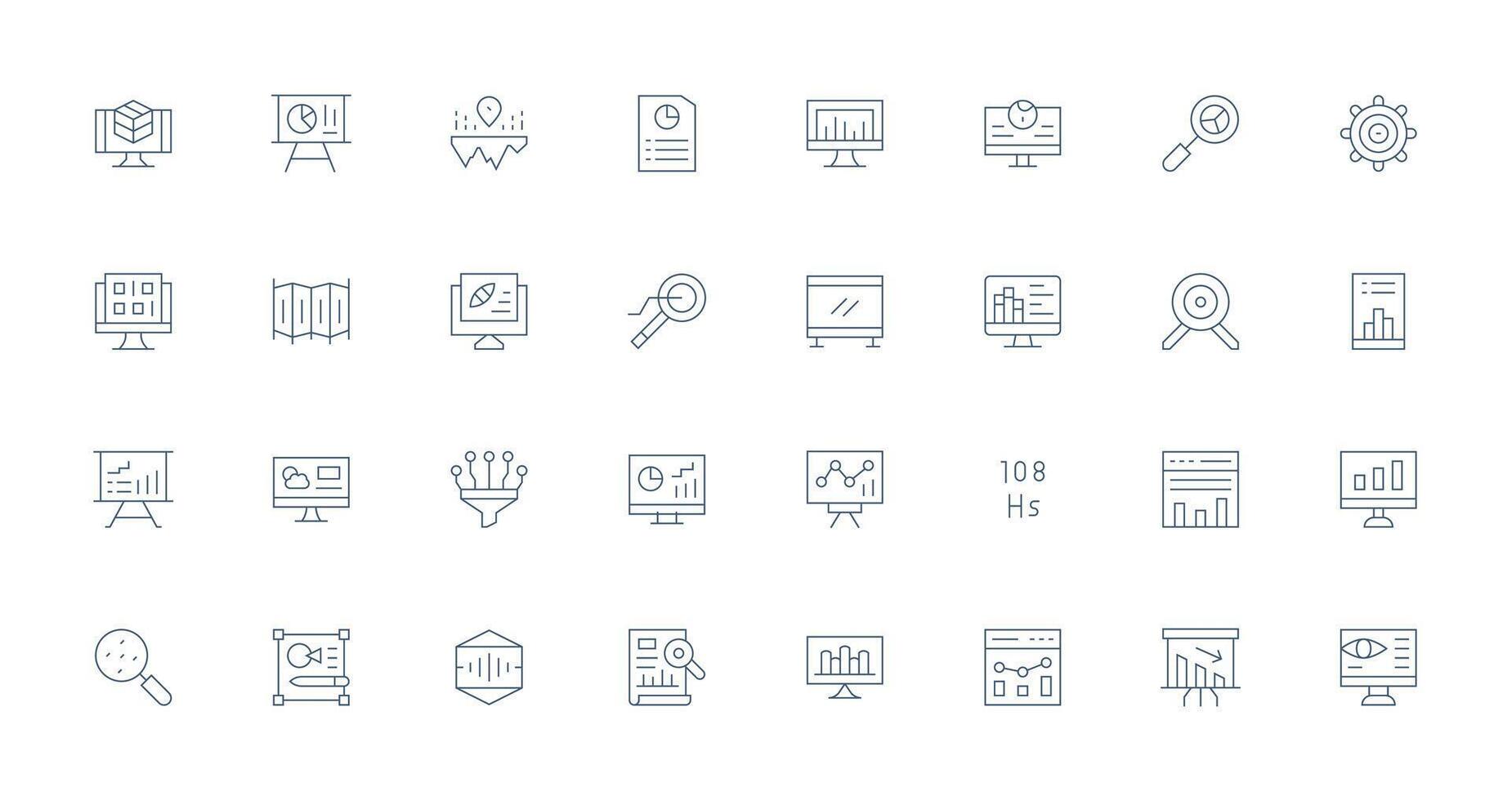 Visualization Design Icons featuring 32 in Thin Line Style Lightweight Icon Series for Fast Prototypes vector