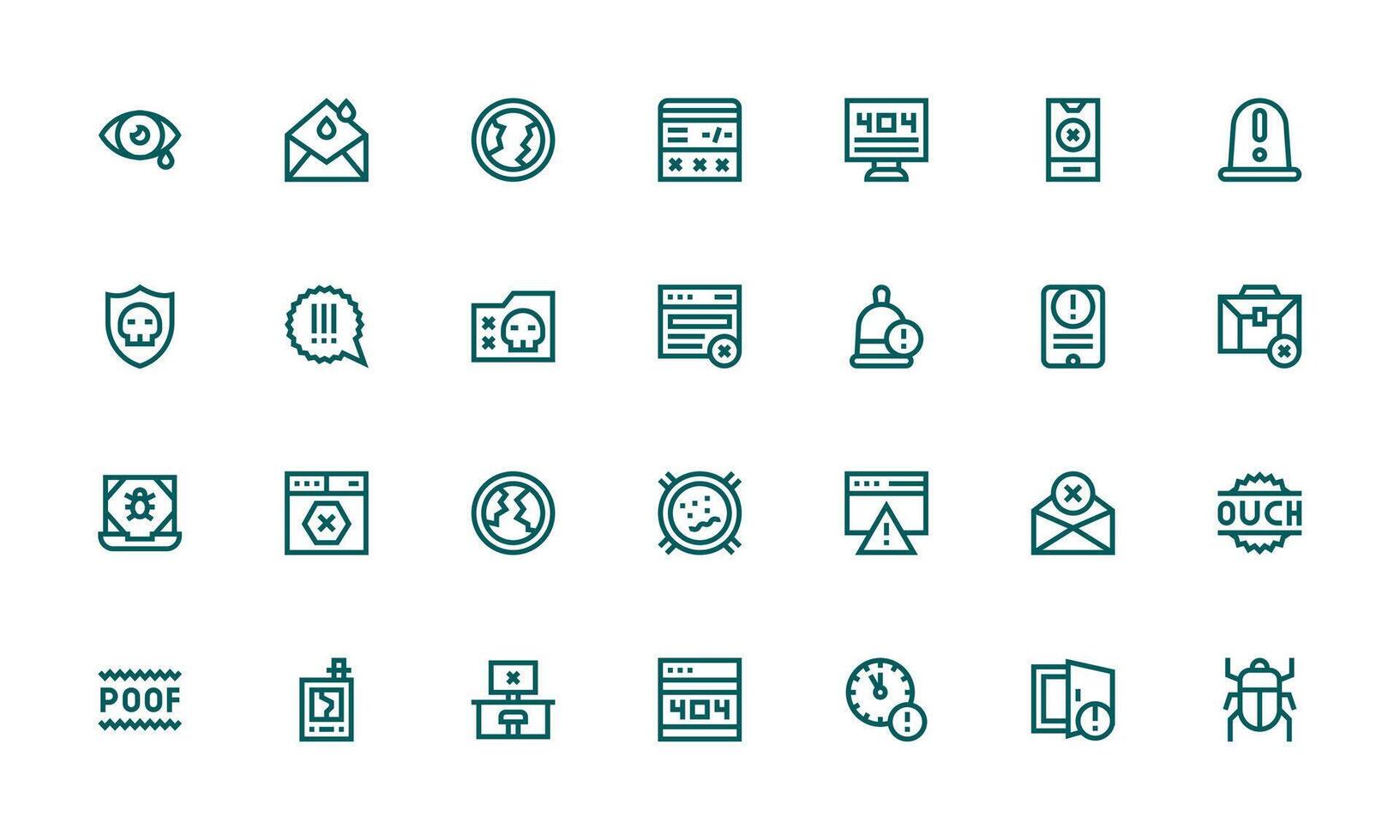 Error Design Icons featuring 28 in Bold Line Style Organized Glyph Icons for Fast Design vector
