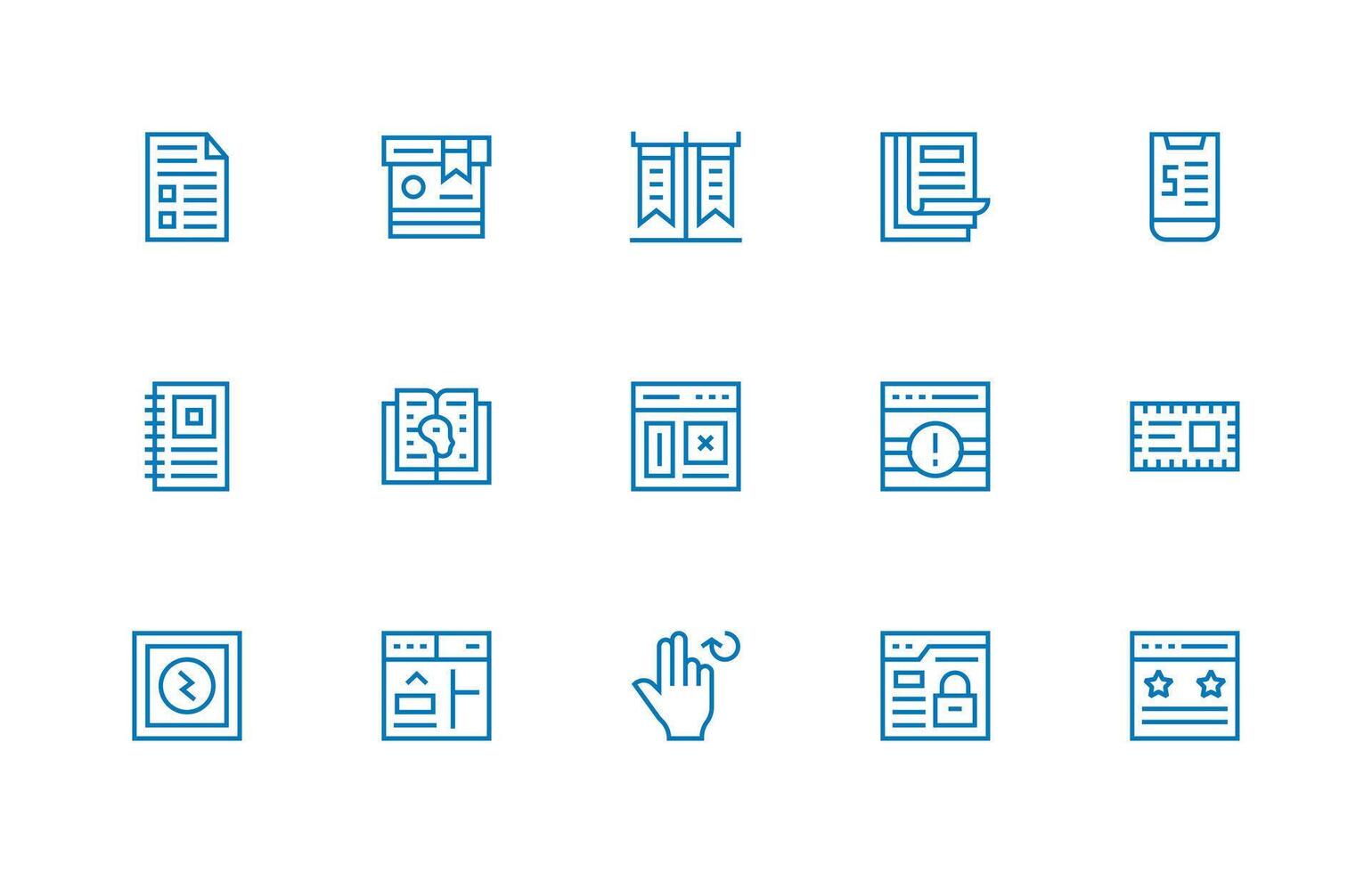 15 Regular Line Style Icons from Page Collection Optimized Icon Pack for Digital Products vector