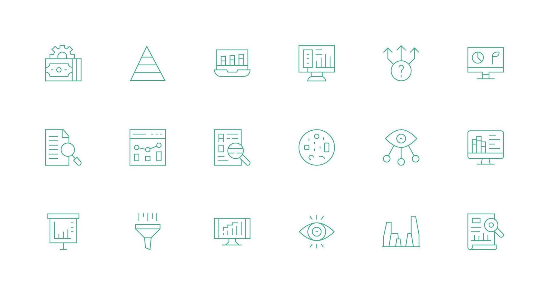 Data Analysis including 18 Minimal Line Illustrations UI and UX Focused Icon Collection vector