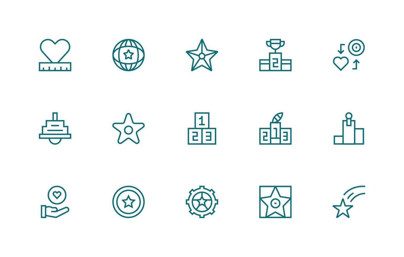Regular Line Style Ranking Icons with 15 Vectors Full Icon Library for UI Designers