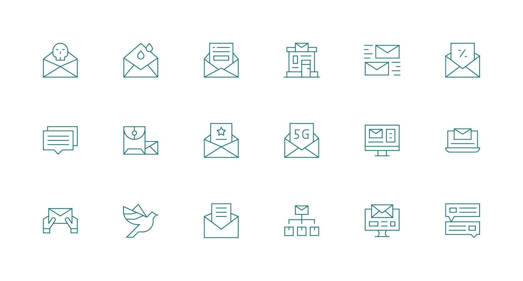 18 Icons for EMail in Minimal Line Format Clear and Concise Icon Set Collection vector