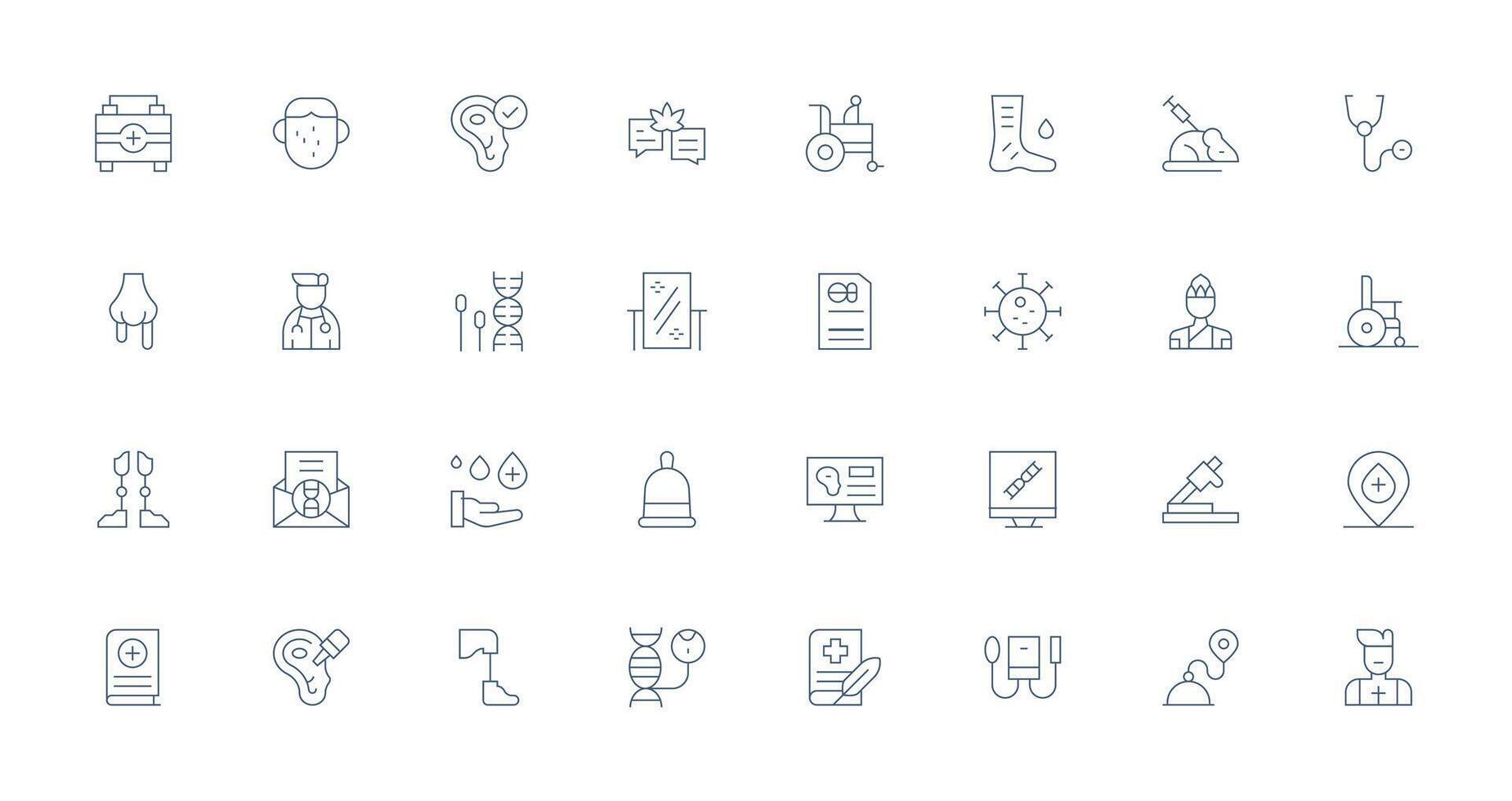 32 Icons for Medical in Thin Line Format Reusable Icon Set vector