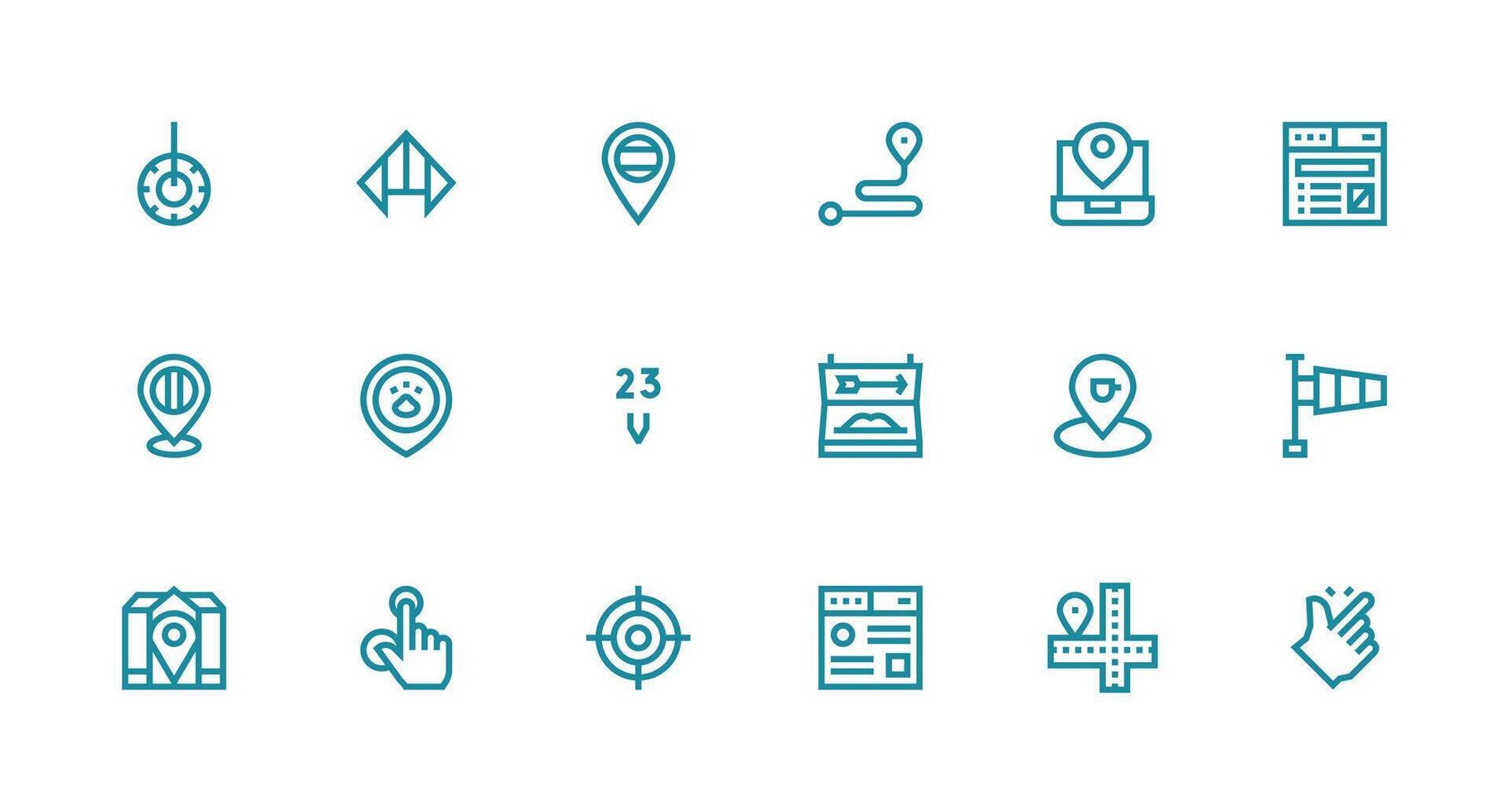 18 Strong Stroke Line Vectors for Navigation Theme Multi-Purpose Icon Set