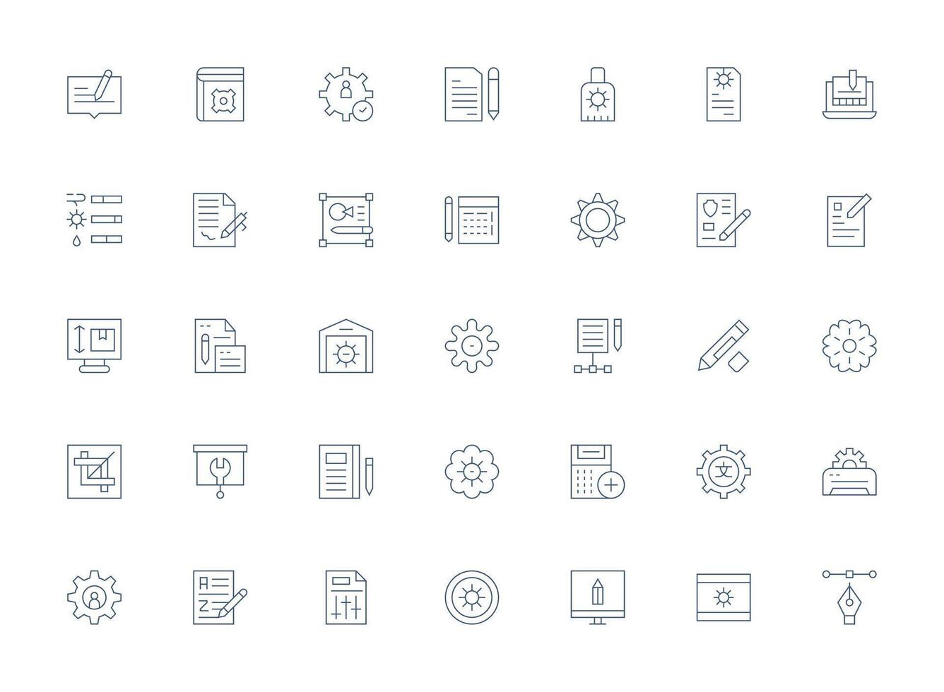 Modify Icon Collection with 35 Light Line Designs UI-Ready Icon Collection vector