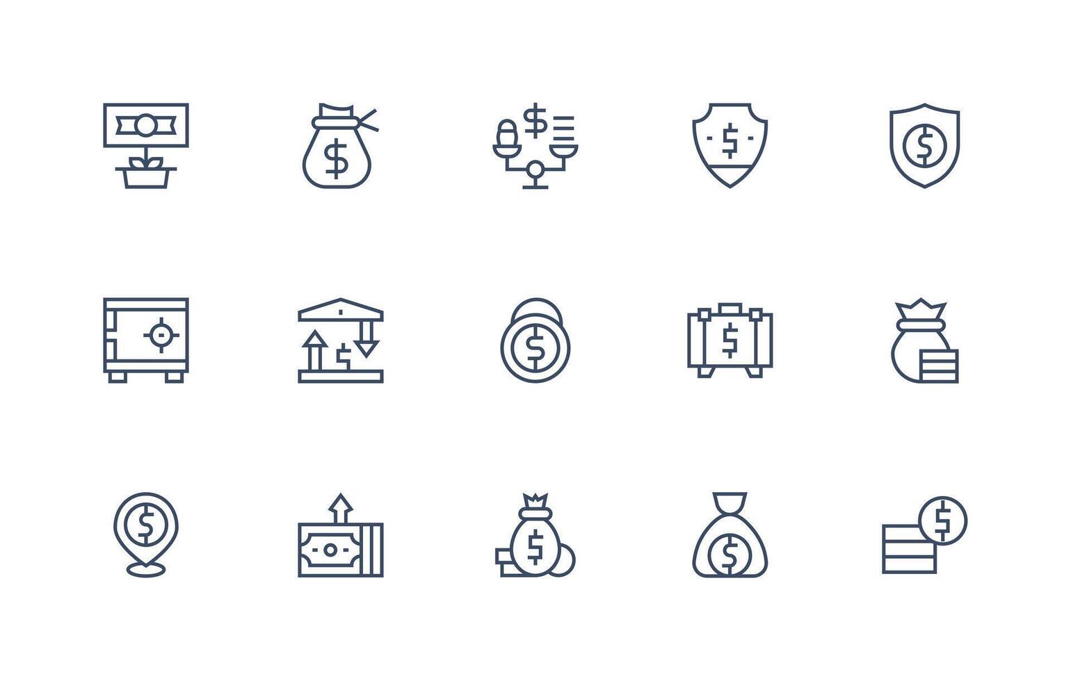 Assets including 15 Regular Line Illustrations Icon Set for Web vector