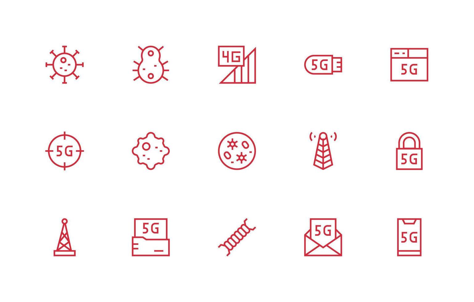 Cellular Design Icons featuring 15 in Regular Line Style Lightweight Icon Series vector