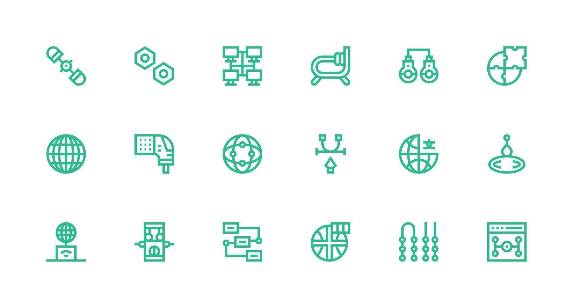 Connection Point Set with 18 Strong Stroke Line Icons Scalable Icon Pack vector