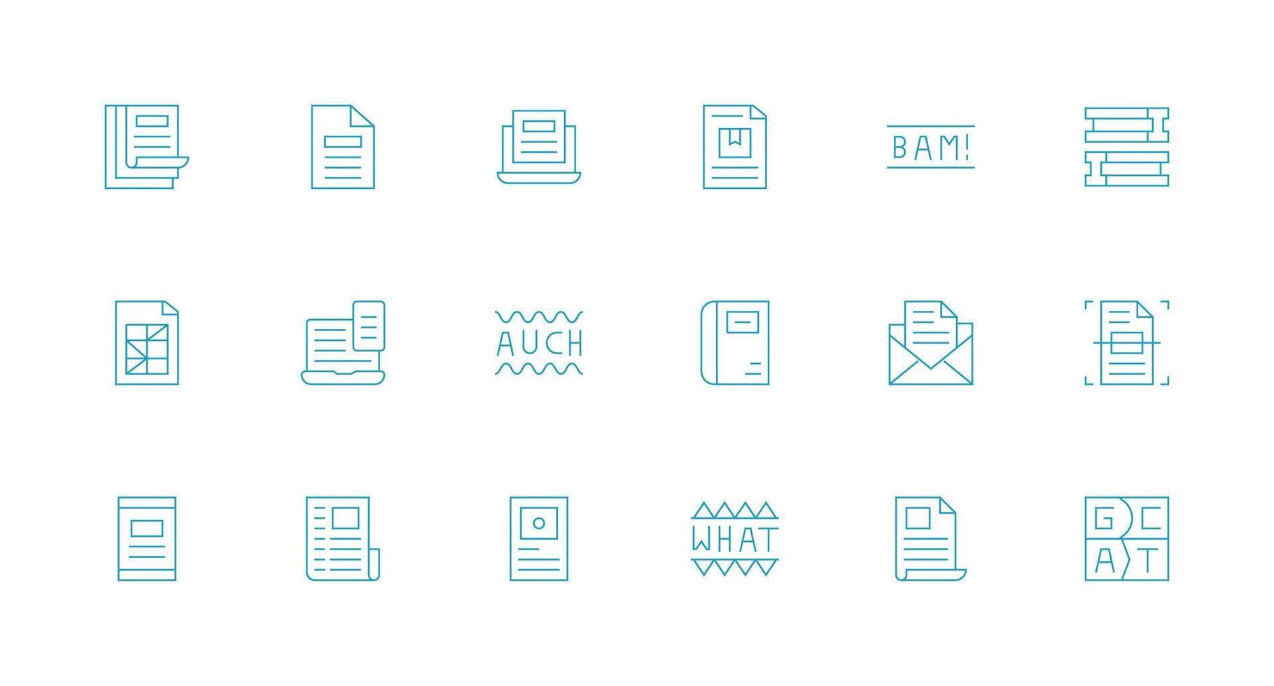 Word including 18 Minimal Line Illustrations Essential Icons for Rapid UI Building vector